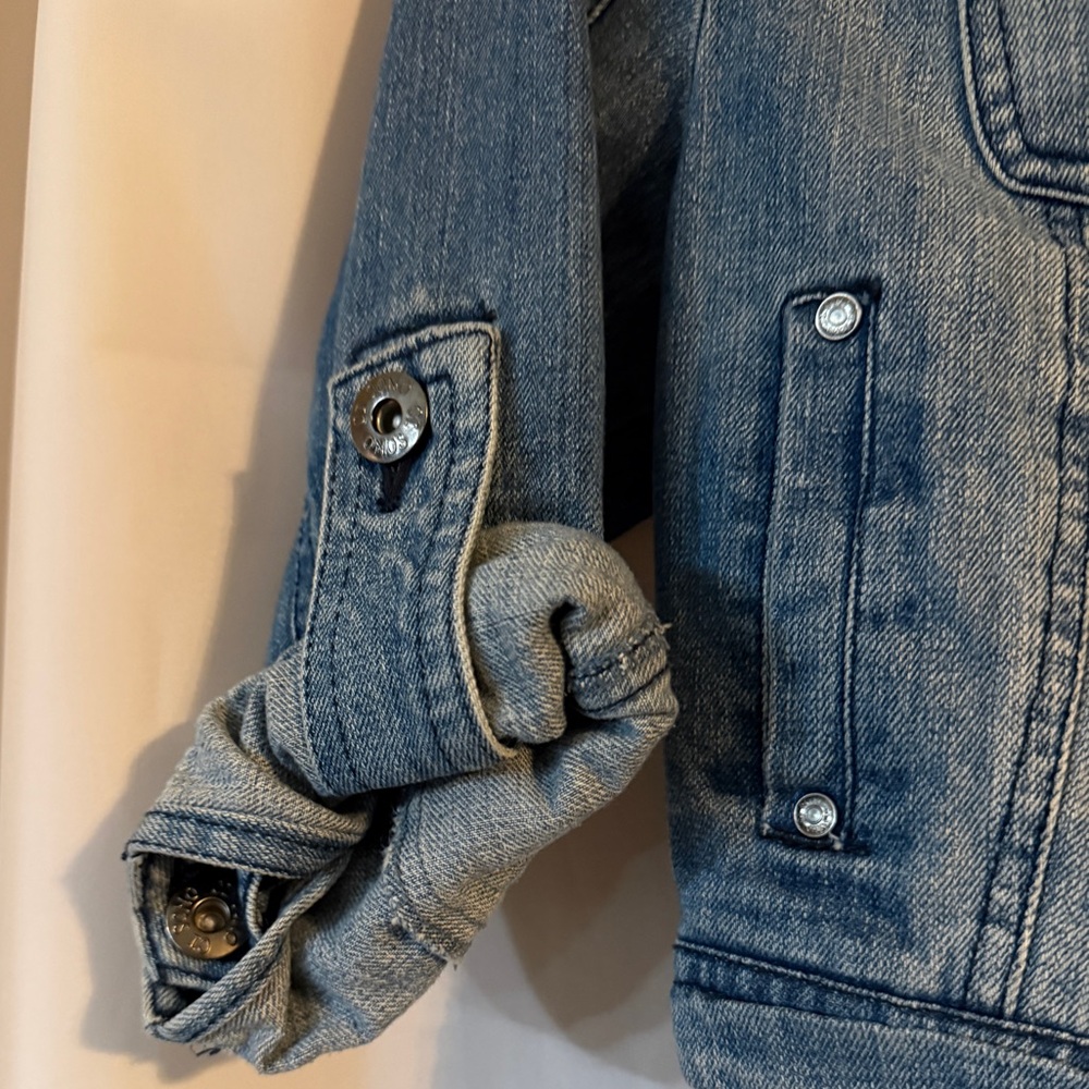Y2K Cropped Denim Jacket Fitted Jean Jacket Early 2000s - Picture 3 of 10